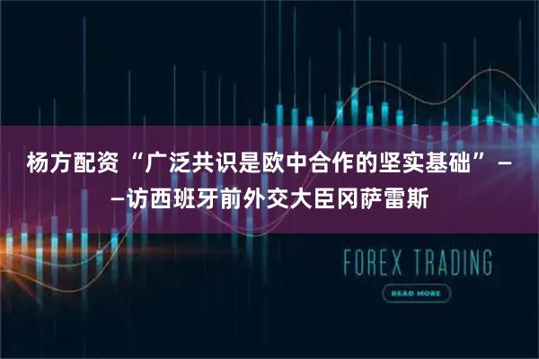 杨方配资 “广泛共识是欧中合作的坚实基础” ——访西班牙前外交大臣冈萨雷斯